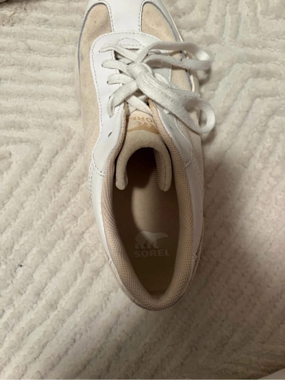 Women’s Sorel waterproof Lace-Up Sneakers in Cream and White